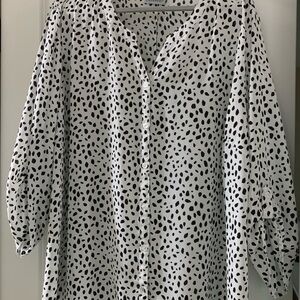 Catherines Black and White Patterned Blouse
